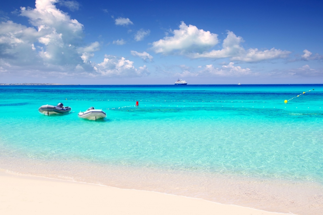 Illetas illetes tropical beach in Mediterranean with turquoise color a real paradise Formentera island [Photo Illustration]